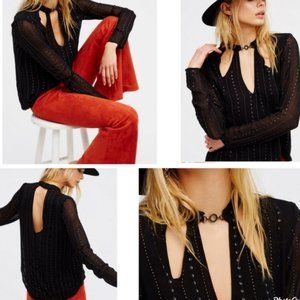 Free People Young Love Embellished Blouse M